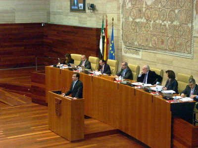 En la imagen, Fernández Vara durante su intervención.